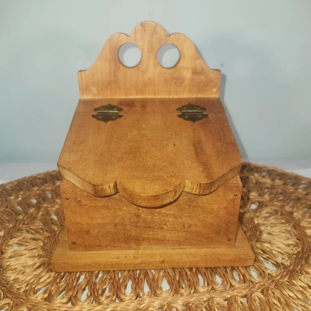 Vintage Handmade Wooden Box Primitive Cottagecore Folk Art StorageVintage...